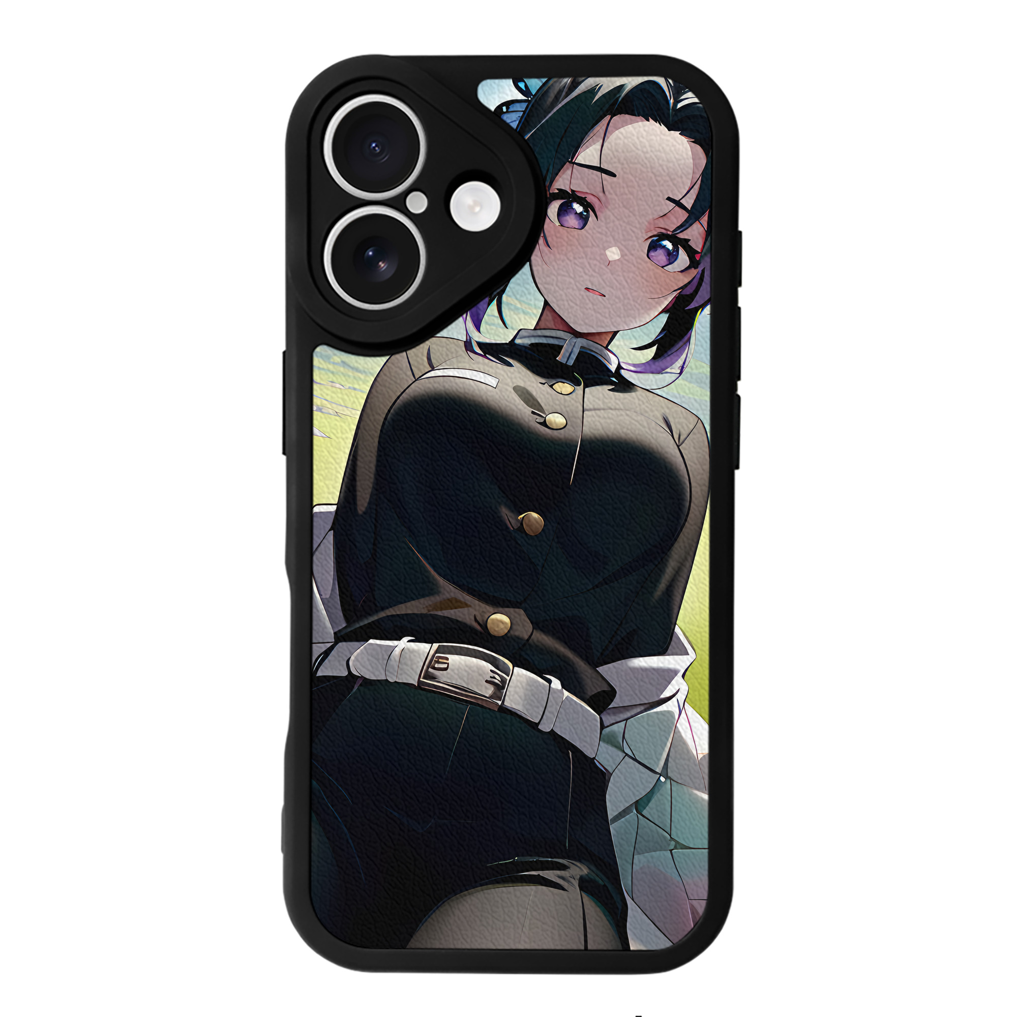 （画像用） 鬼滅の刃（きめつのやいば）蟲柱-胡蝶 しのぶ／こちょう しのぶ Kochou Shinobu 【iPhone 16シリーズ対応】シリコンスマホケース（レザー調） 材質：シリコン